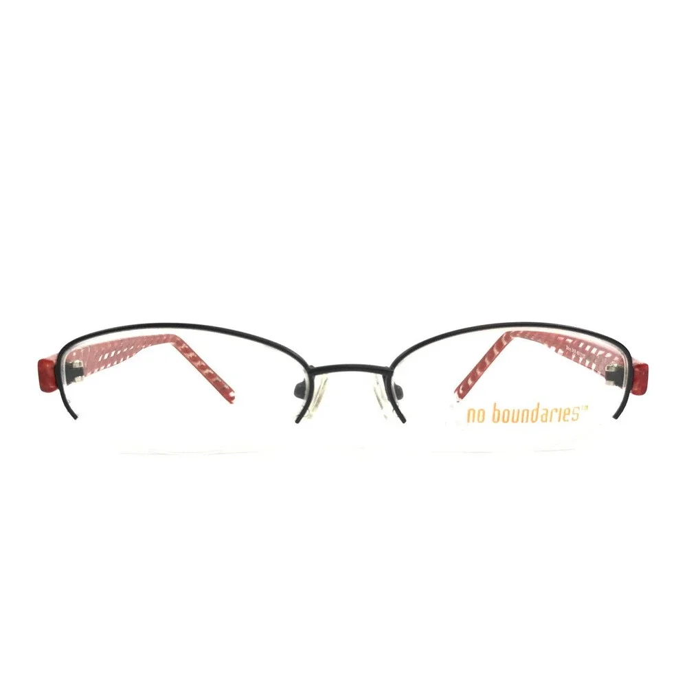No Boundaries Petite Eyeglasses Frames Daisy BKR Black Red Oval 49-17-135